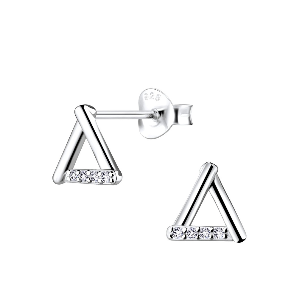 [10011897] Silver Triangle Stud Earrings
