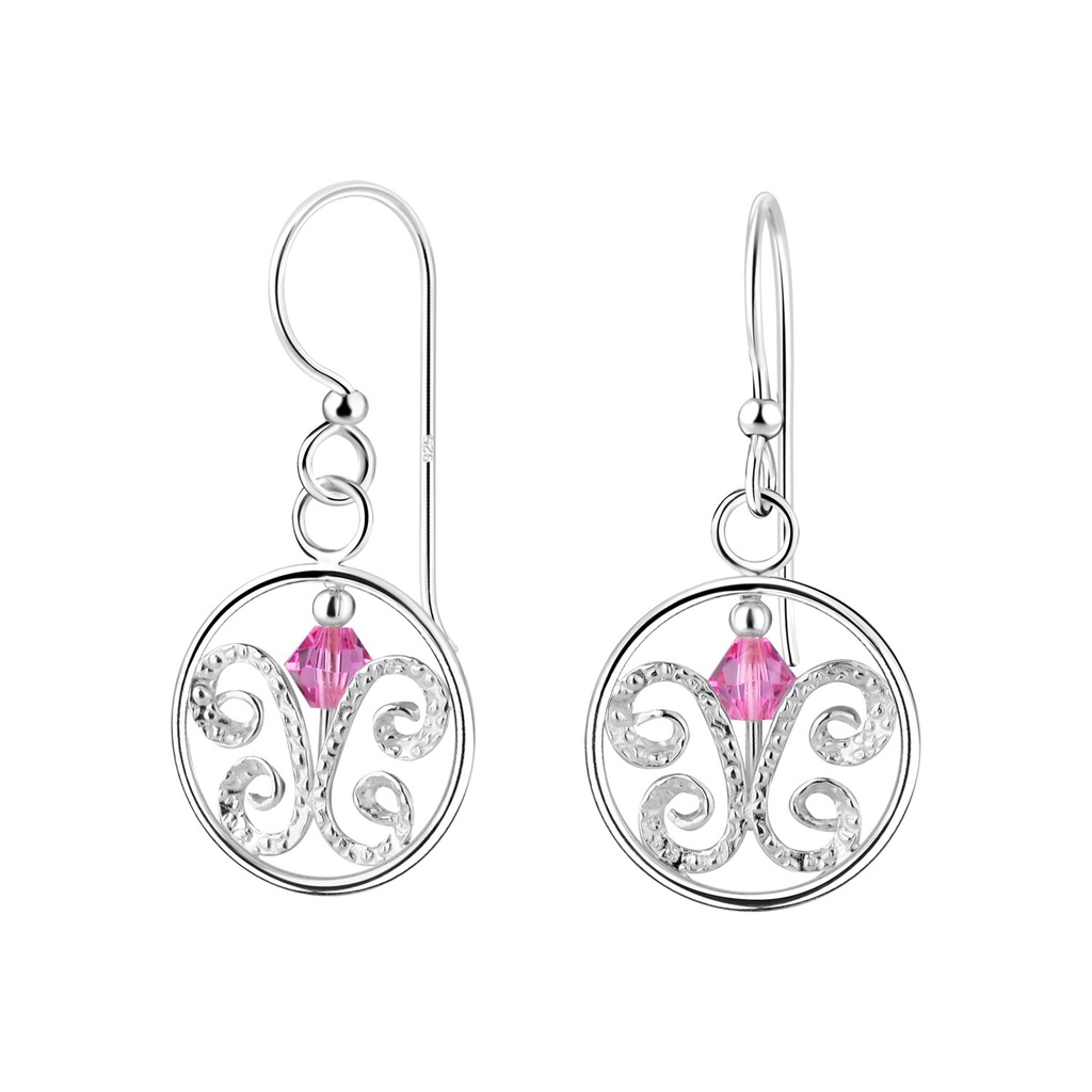 [10011089] Silver Butterfly Earrings with Crystals Bead