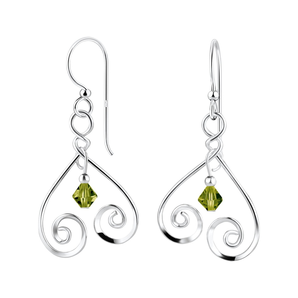 [10011071] Boucles d'oreilles spirale en argent avec perle cristaux