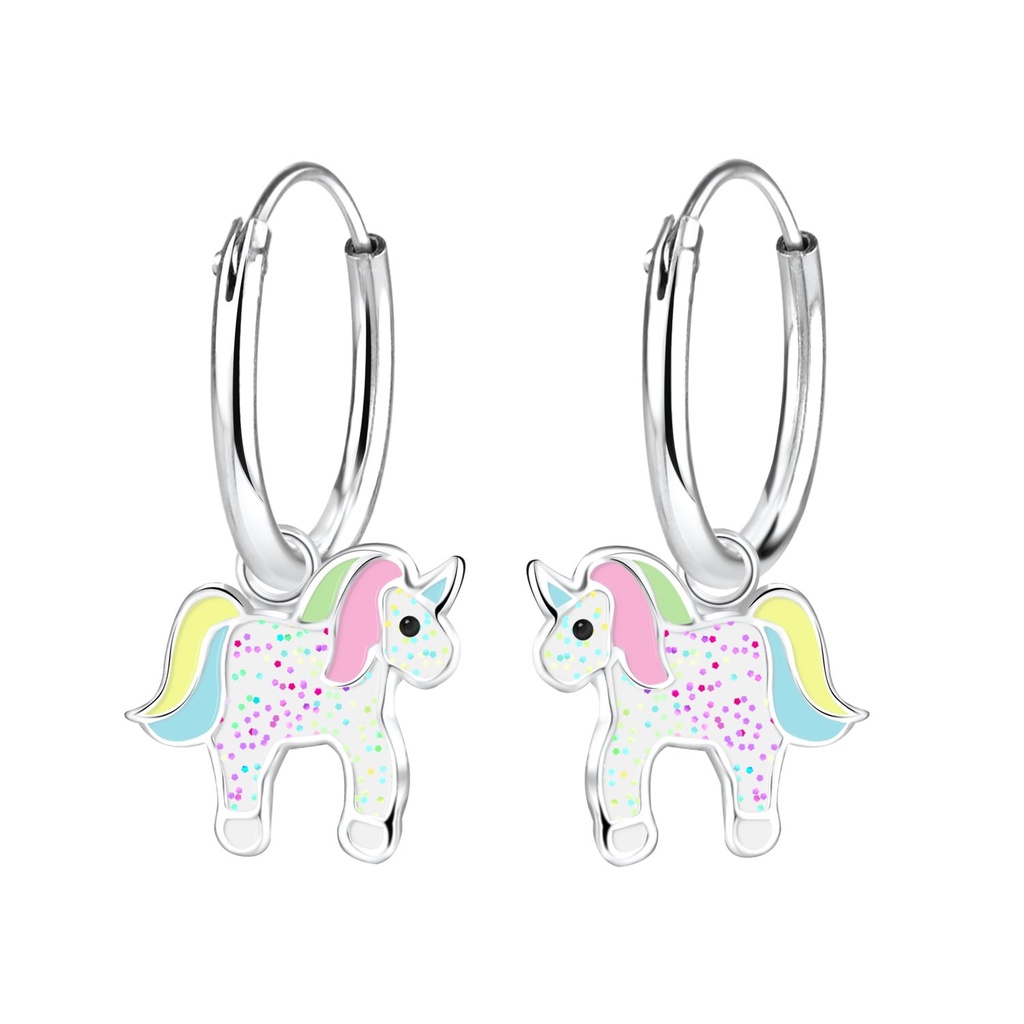Créoles breloque licorne en argent