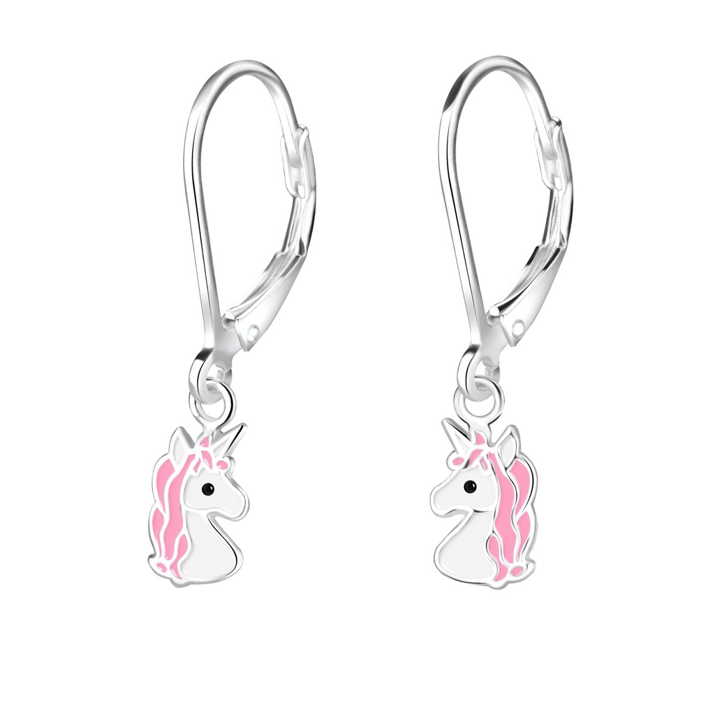 Silver Unicorn Lever Back Earrings