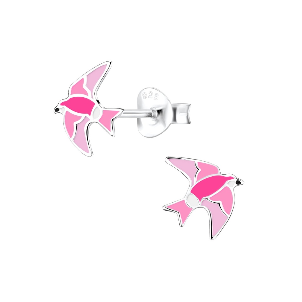 Puces d'oreilles oiseau en argent