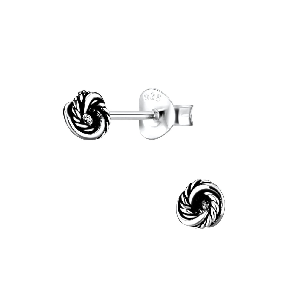 Silver Twisted Circle Stud Earrings