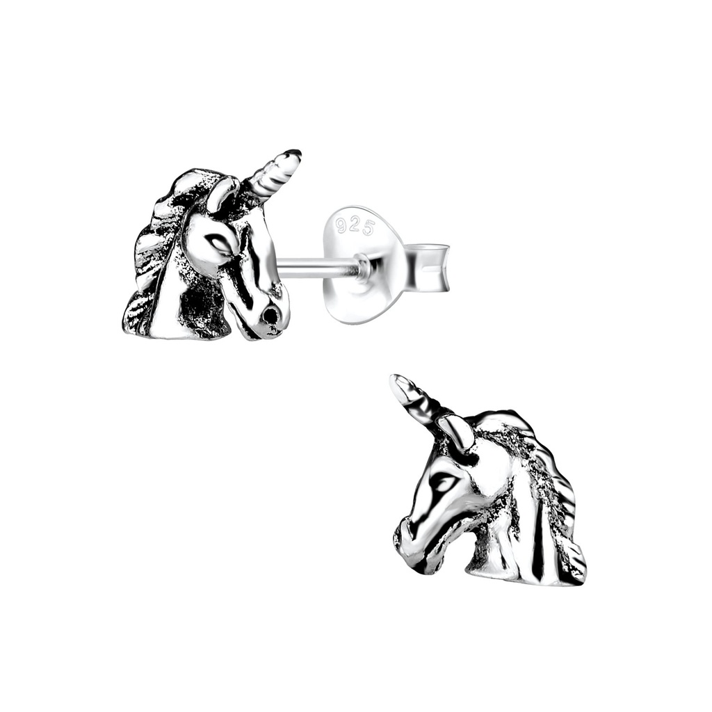 [10010817] Silver Unicorn Stud Earrings