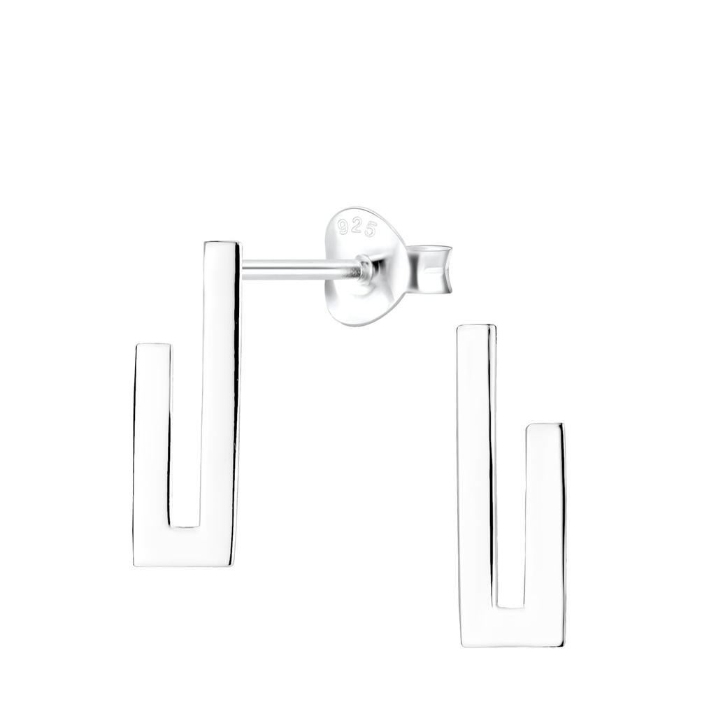 Puces d'oreilles géométriques en argent