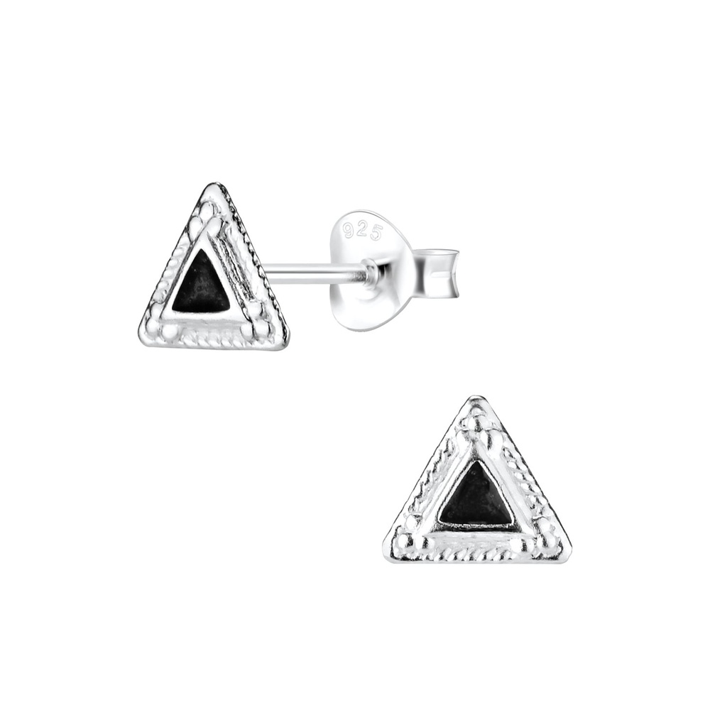 Silver Triangle Stud Earrings