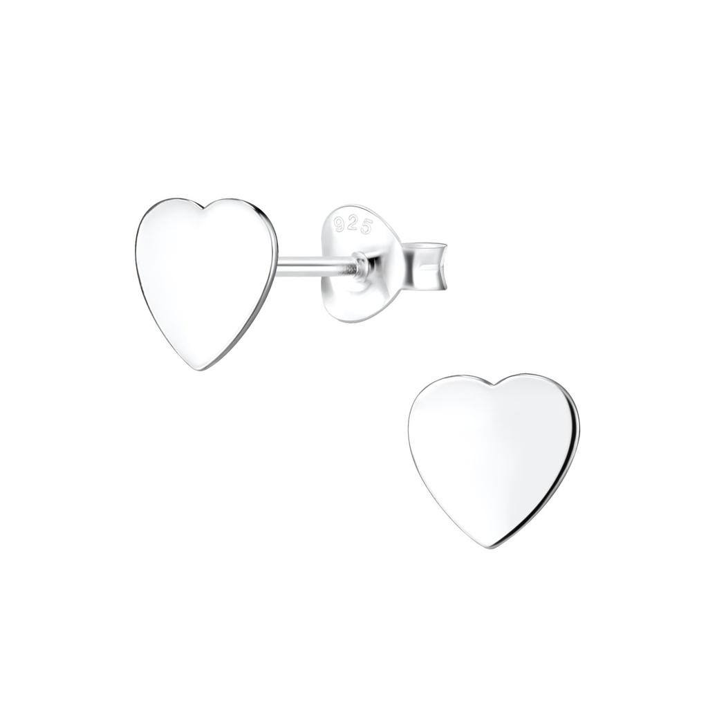 Silver Heart Stud Earrings