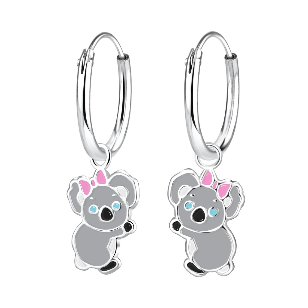 Créoles breloque koala en argent