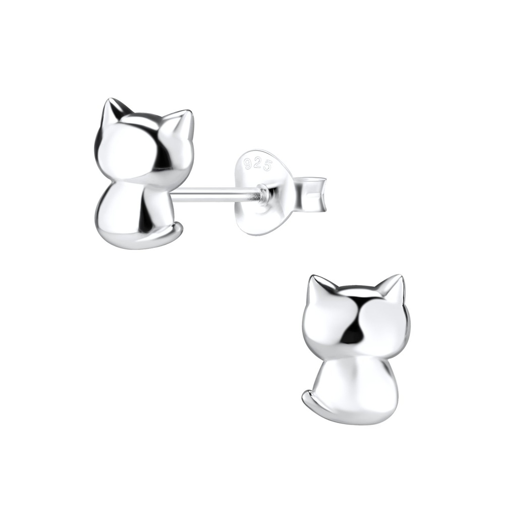Puces d'oreilles chat en argent