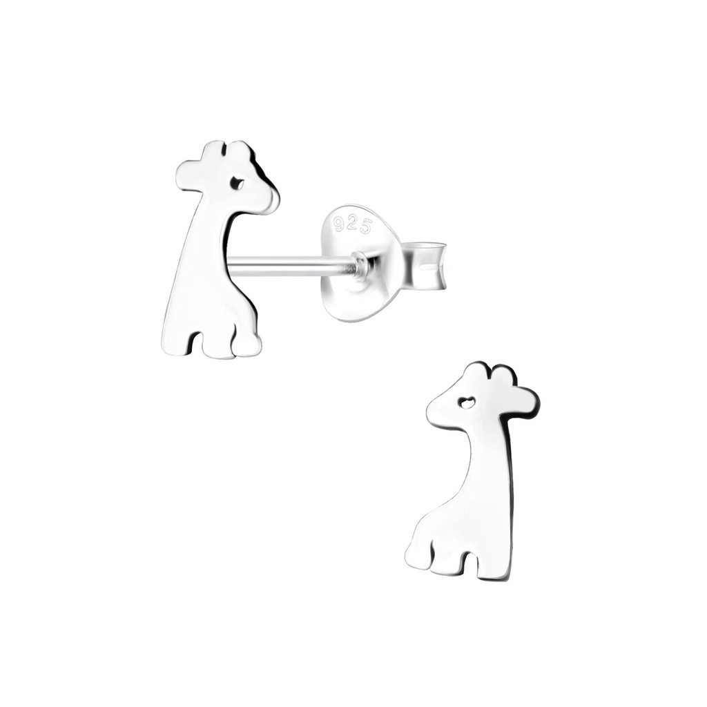 Silver Giraffe Stud Earrings