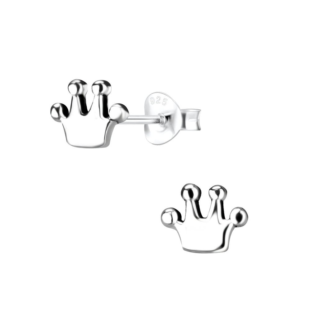 Silver Crown Stud Earrings