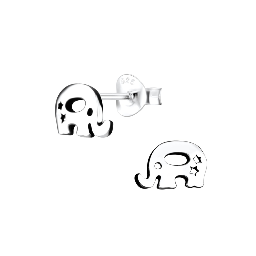 Silver Elephant Stud Earrings