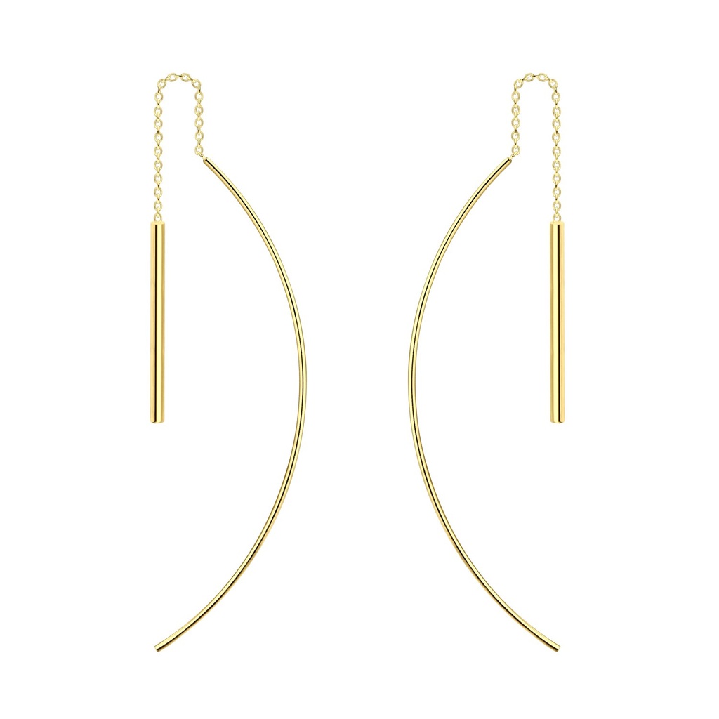 [10011382] Silver Thread Through Bar Earrings