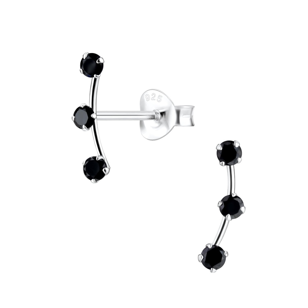Puces d'oreilles barre en argent zircon