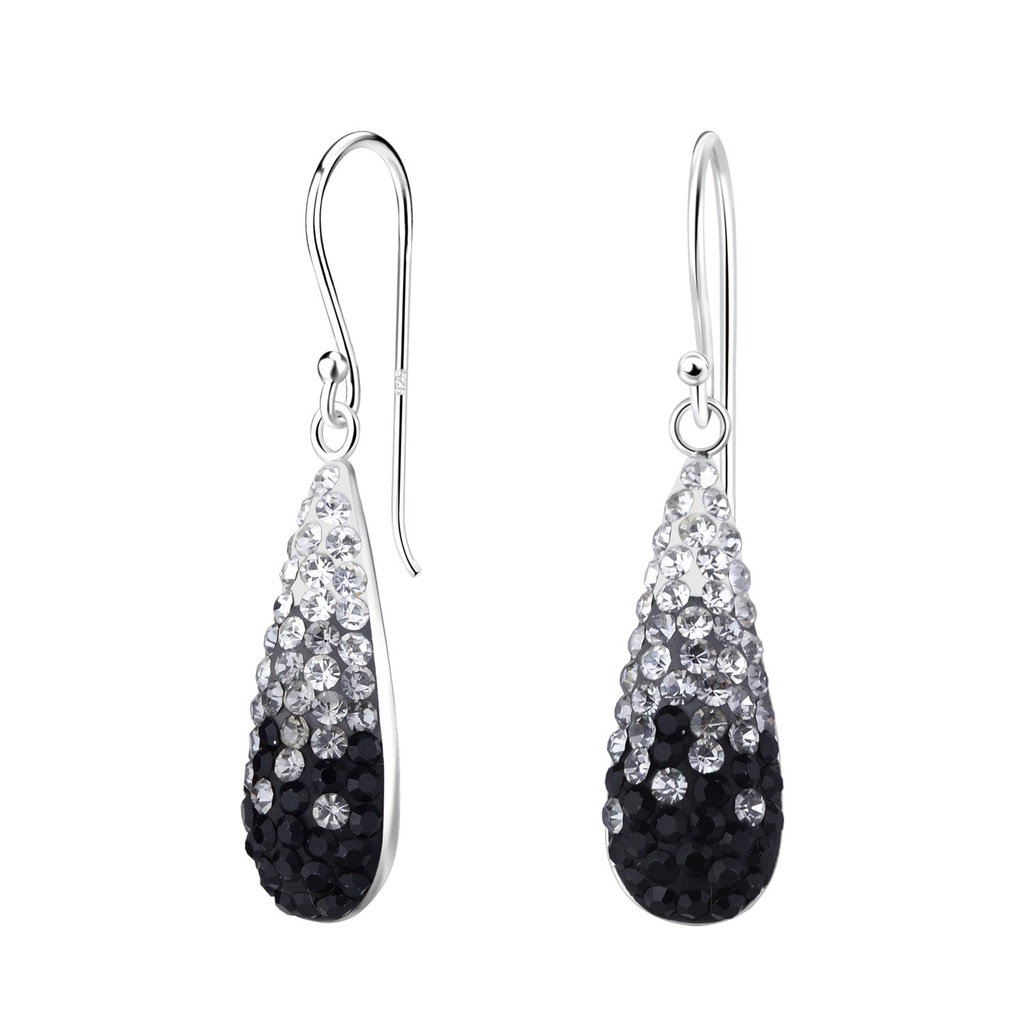 Boucles d'oreilles goutte en argent cristal