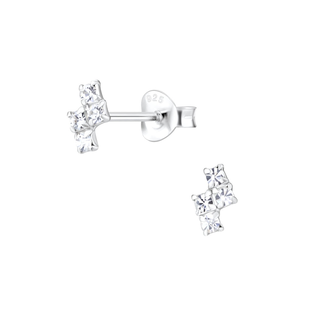 Puces d'oreilles géométriques en argent cristal