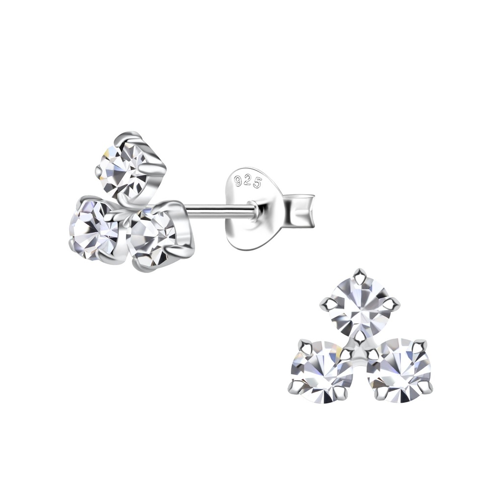 Puces d'oreilles en argent cristal triangle