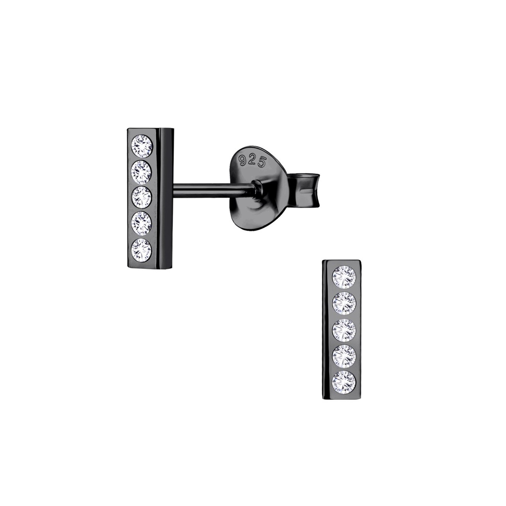 Puces d'oreilles barre en argent cristal