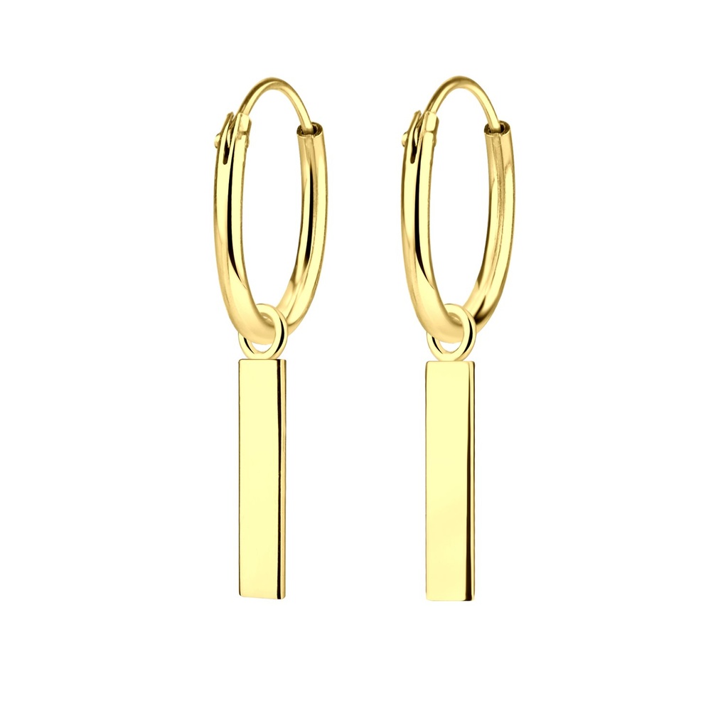 Silver Bar Charm Hoop Earrings