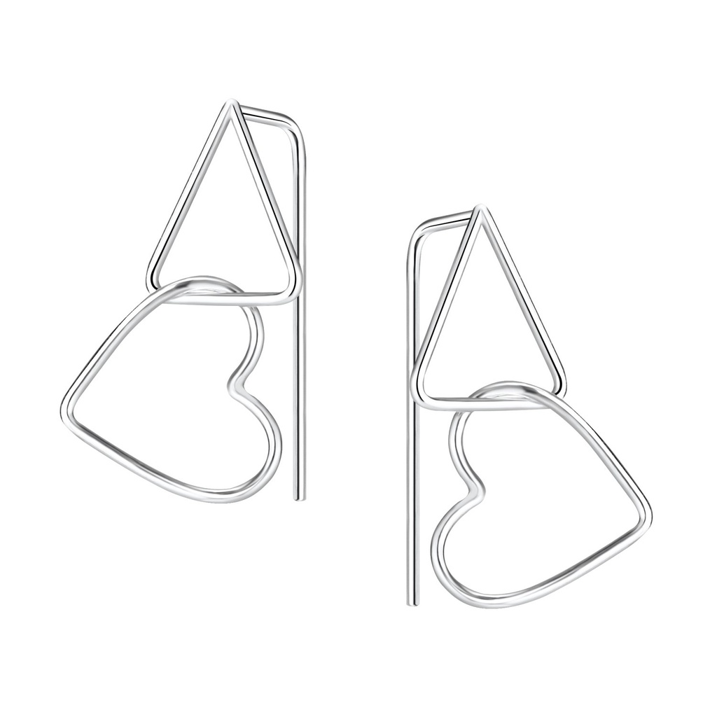 Boucles d'oreilles triangle et cœur en argent