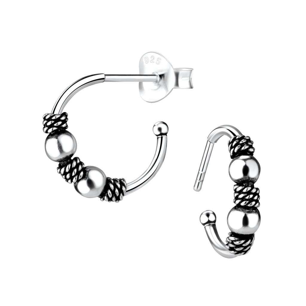 Silver Bali Stud Earrings