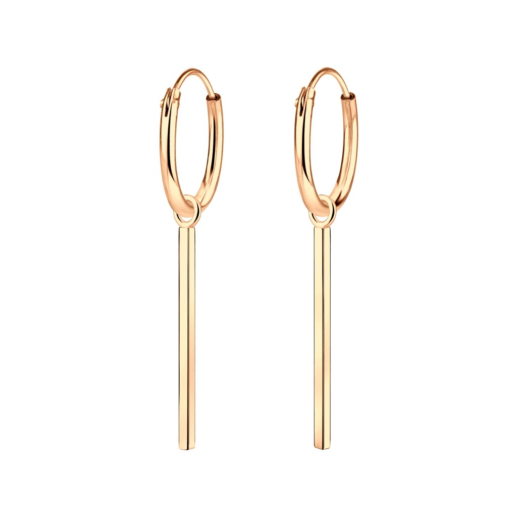 Silver Bar Charm Hoop Earrings