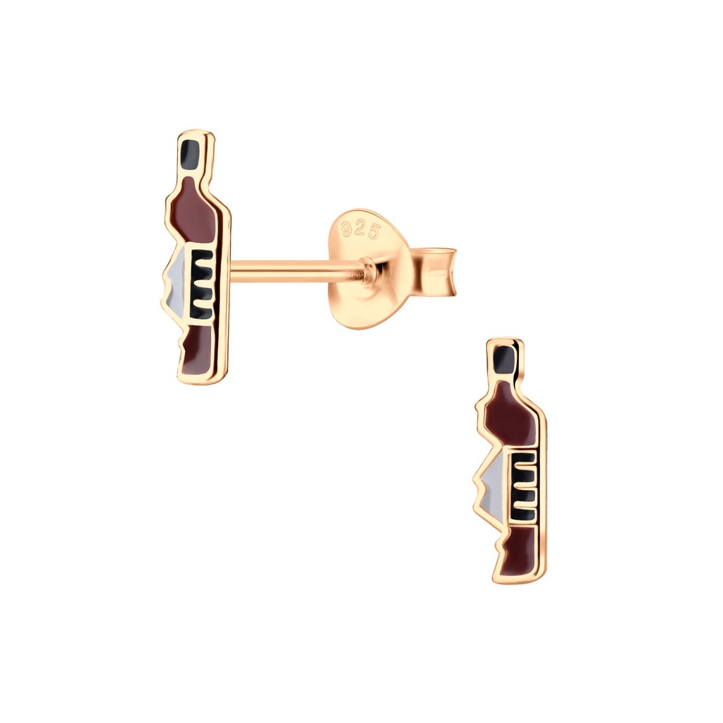 [10010978] Silver Liquor bottles Stud Earrings
