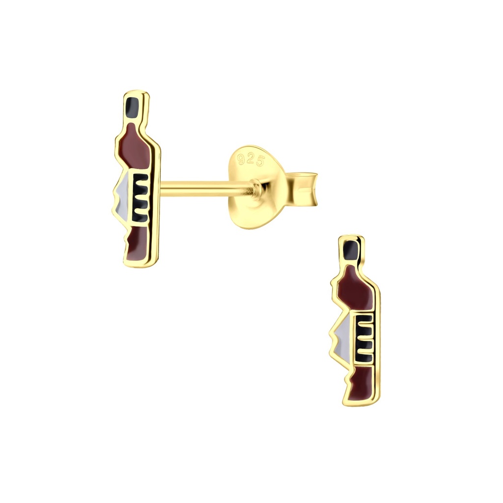 Silver Liquor bottles Stud Earrings