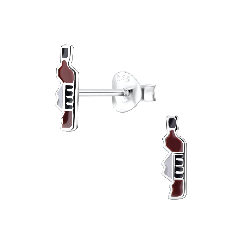 Puces d'oreilles bouteilles d'alcool en argent