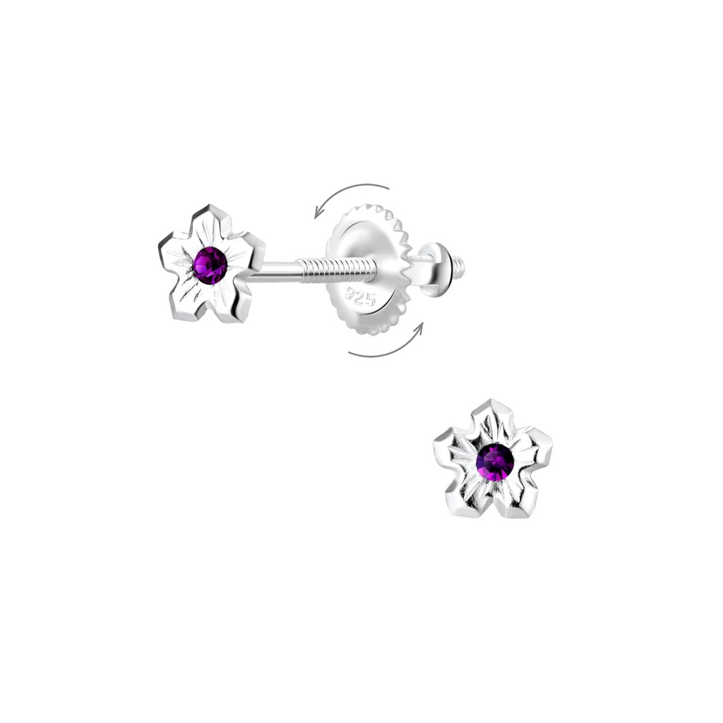 Boucles d'oreilles à fermoir à vis fleur en argent