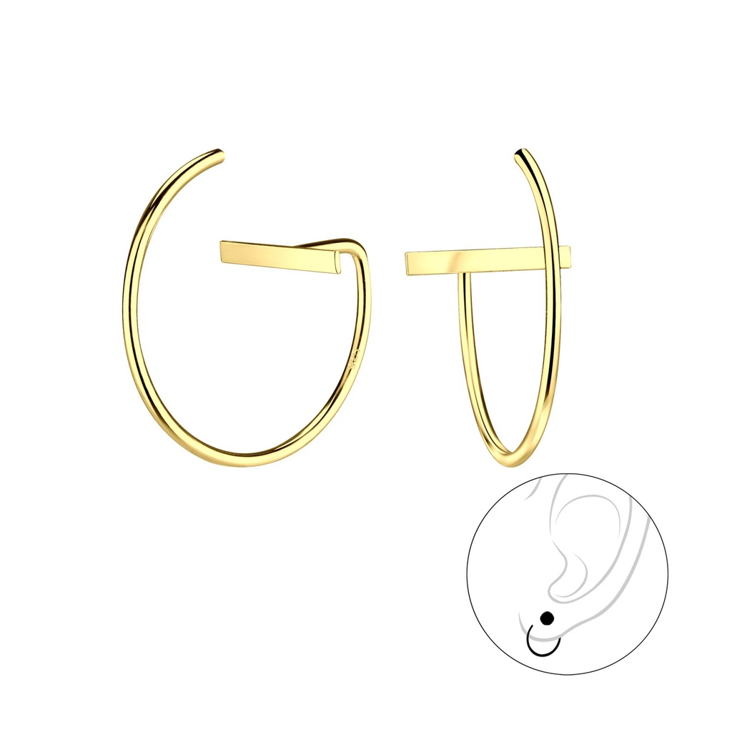 [10010886] Silver Thread Through Bar Earrings