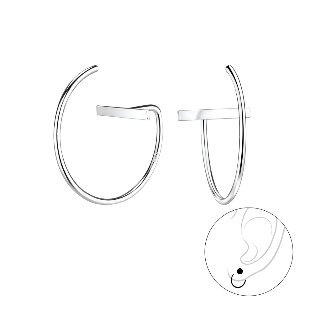 [10010879] Ear huggers barre en argent