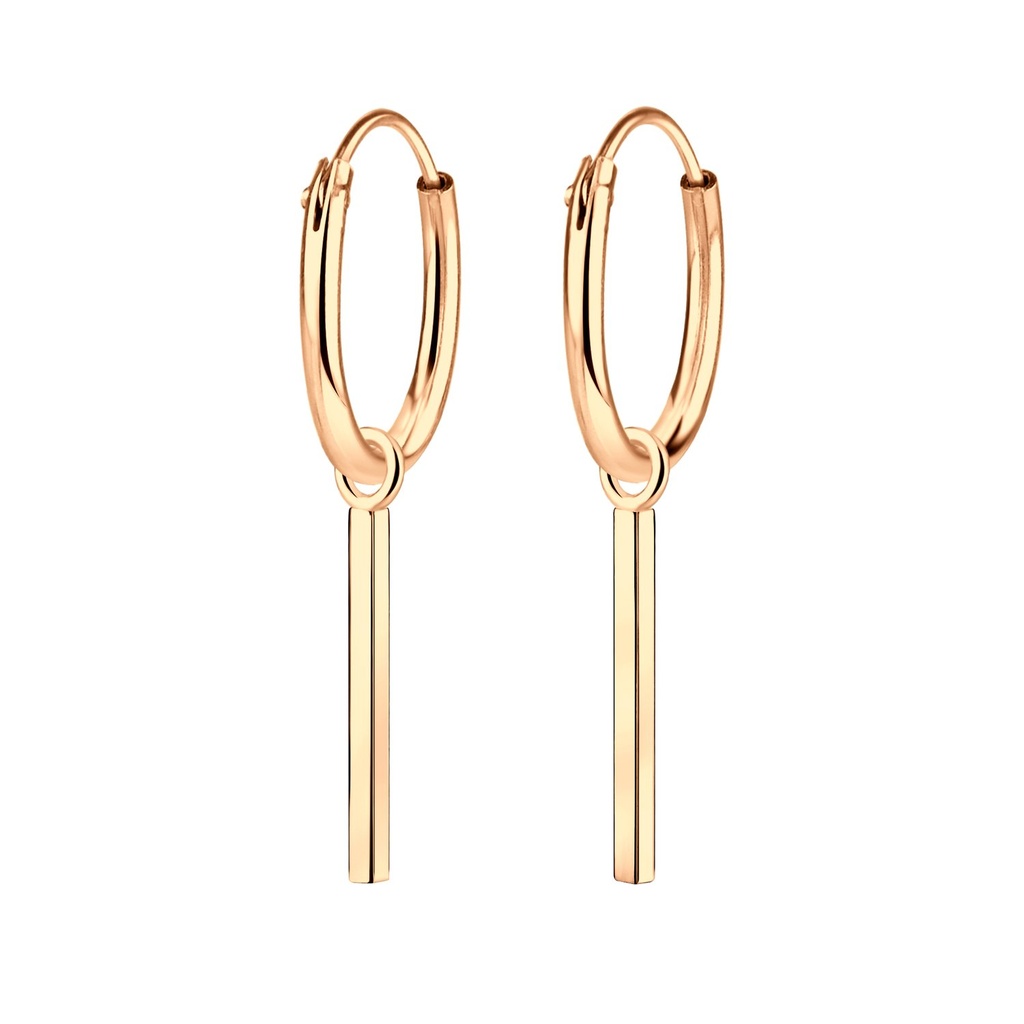 Silver Bar Charm Hoop Earrings