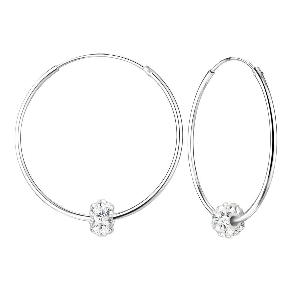 Créoles boule en argent cristal 30 mm
