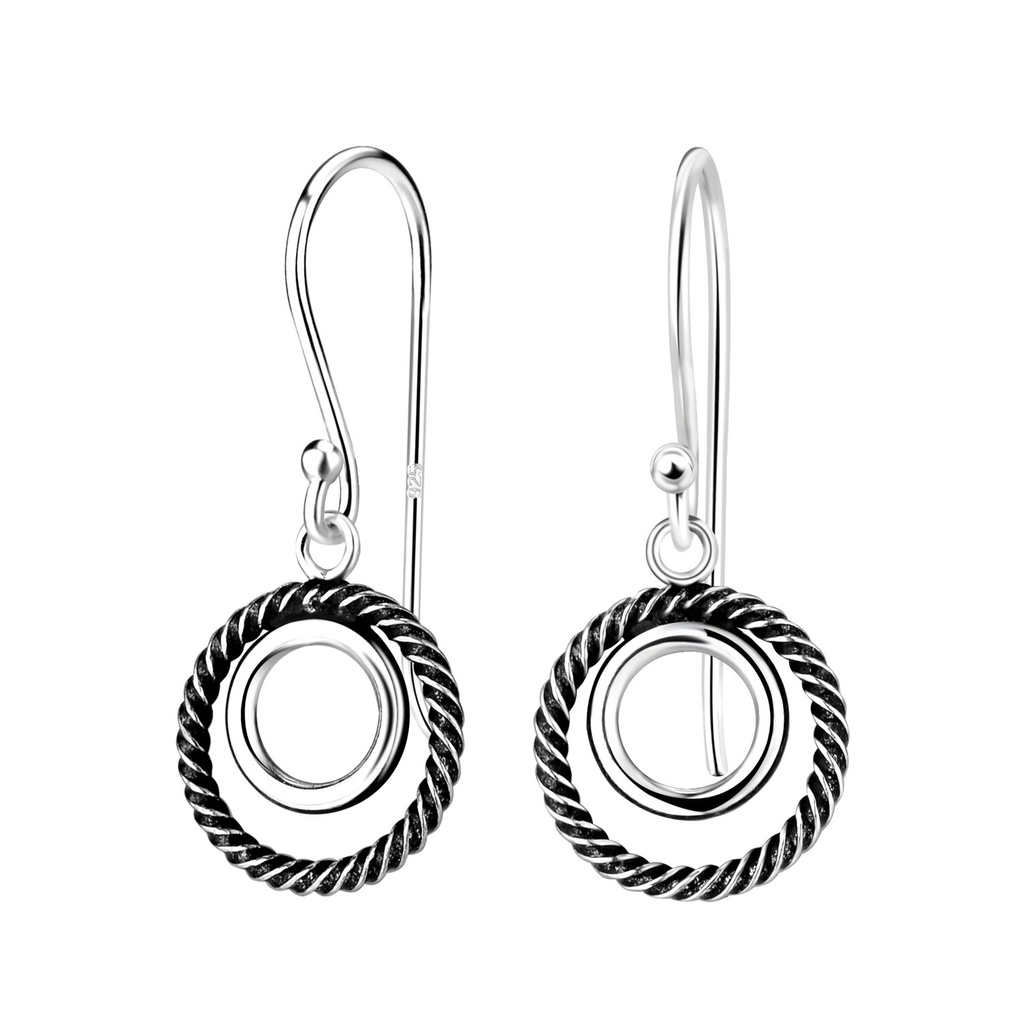 Silver Twisted Circle Earrings
