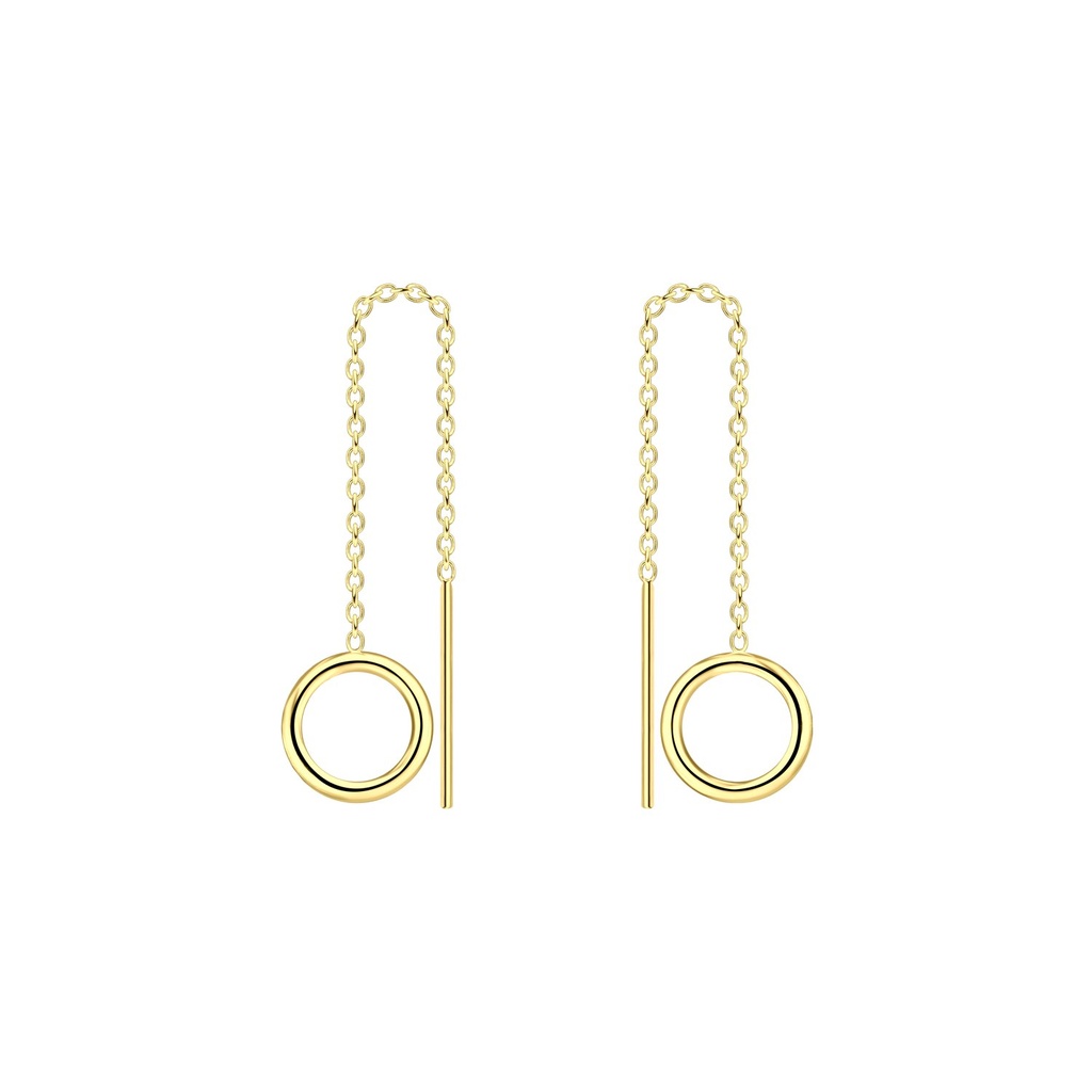 Silver Thread Through Circle Earrings