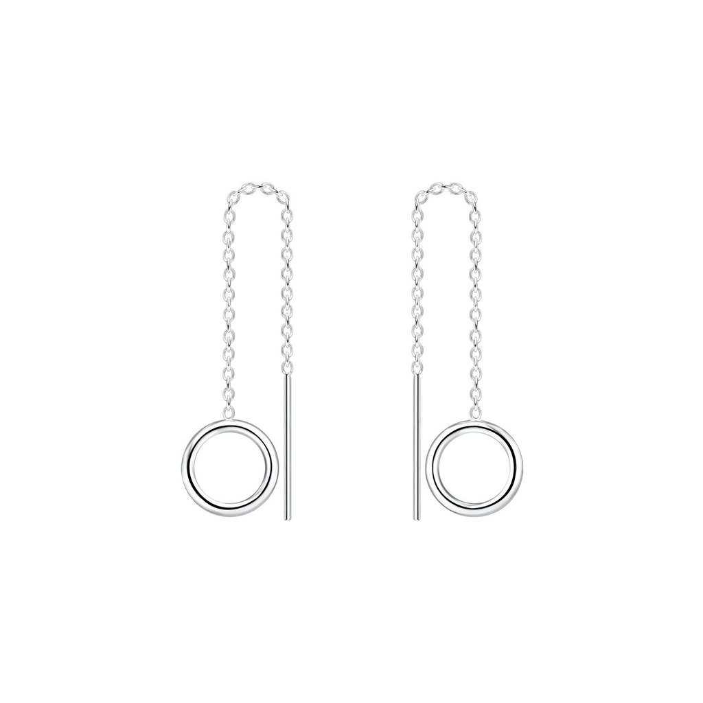 [10010935] Silver Thread Through Circle Earrings