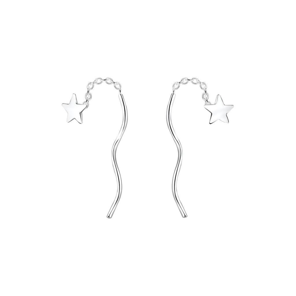 [10010942] Silver Thread Through Star Earrings