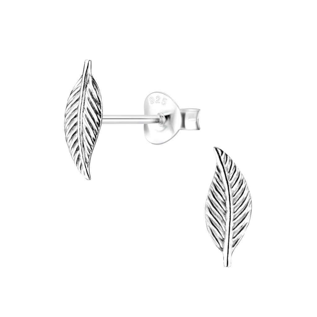 Silver Leaf Stud Earrings