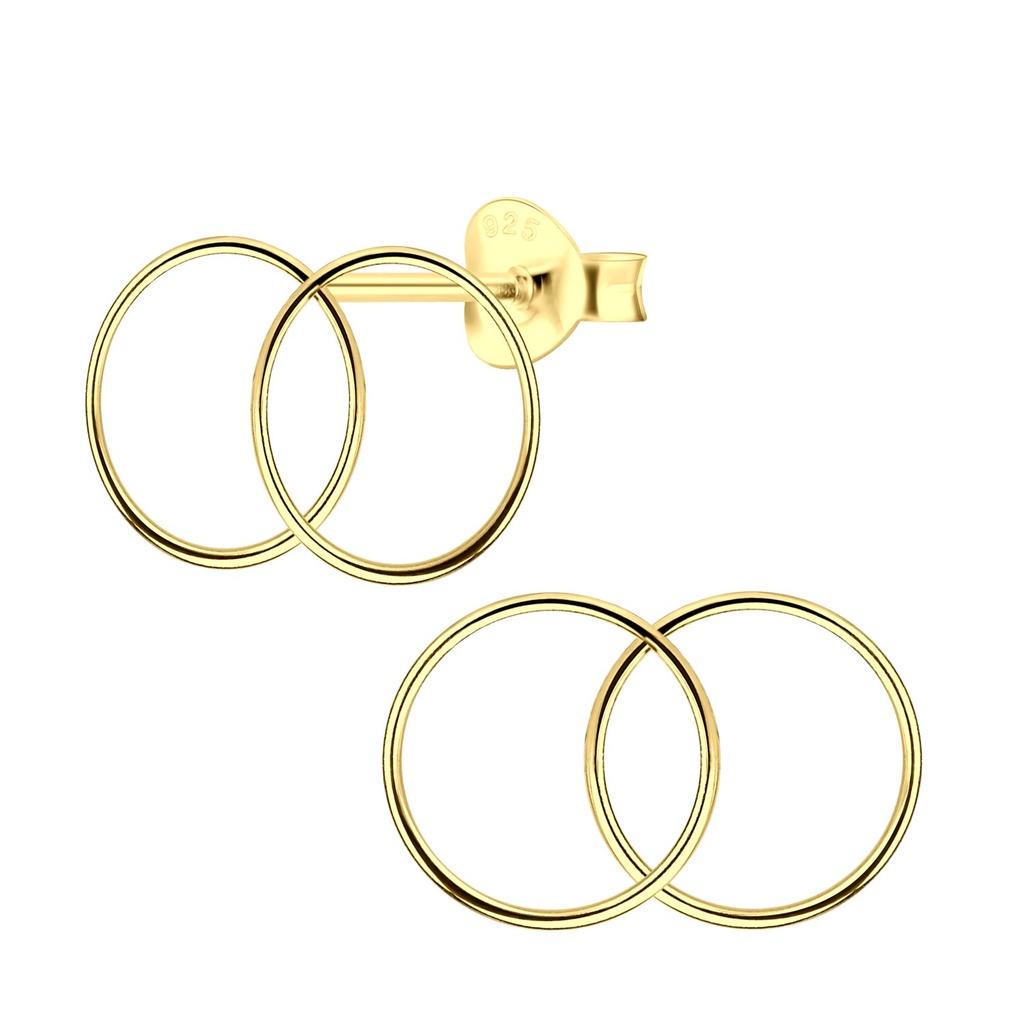 Puces d'oreilles cercle double en argent