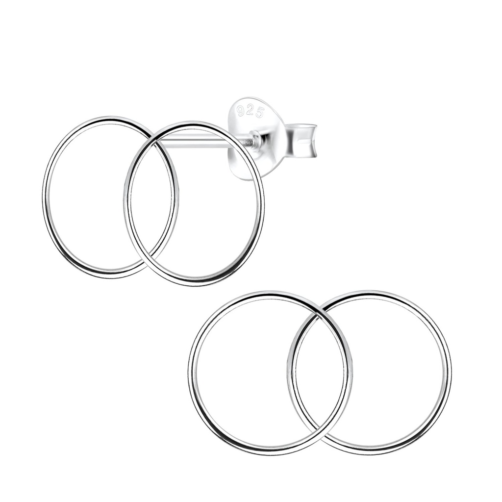 Puces d'oreilles cercle double en argent