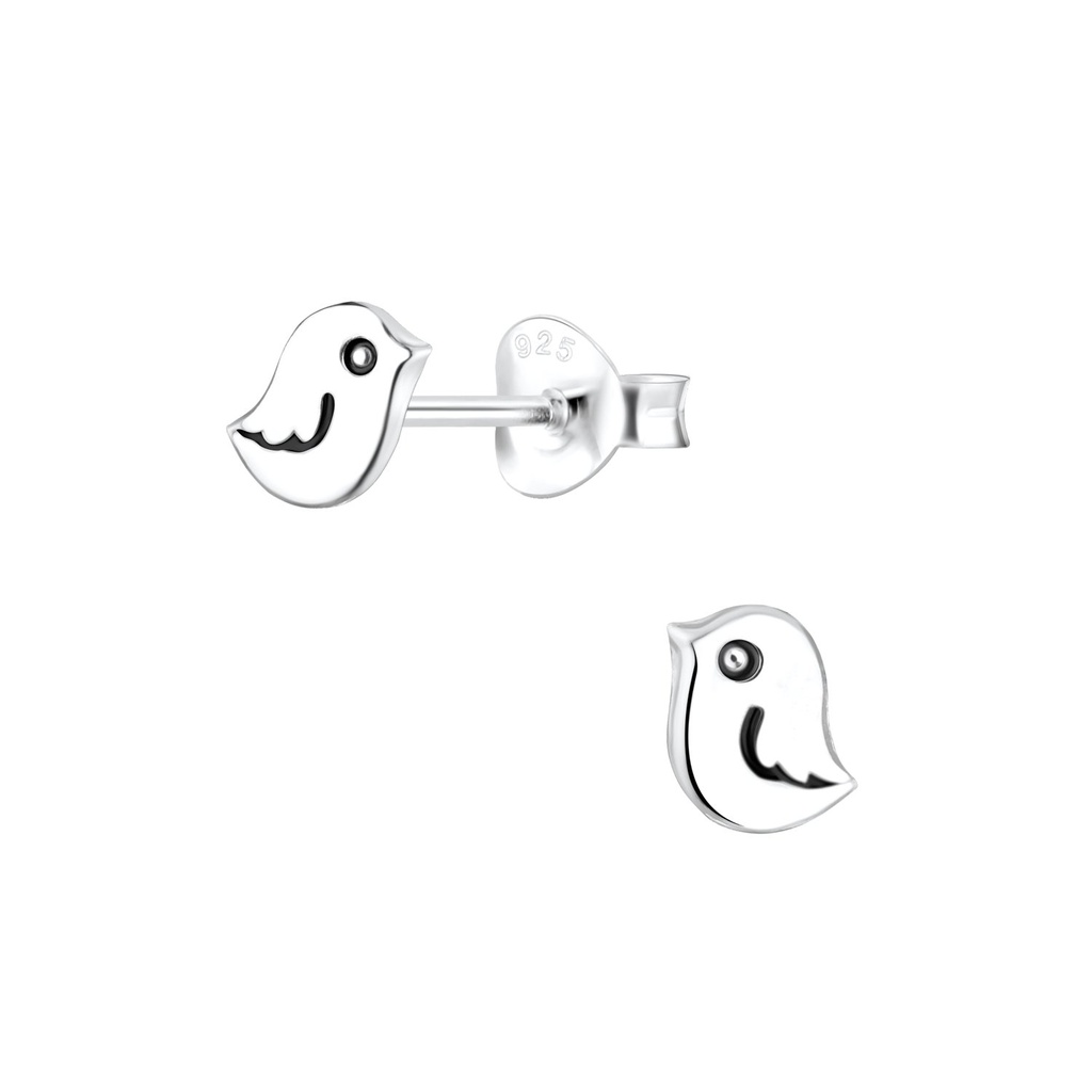Puces d'oreilles oiseau en argent