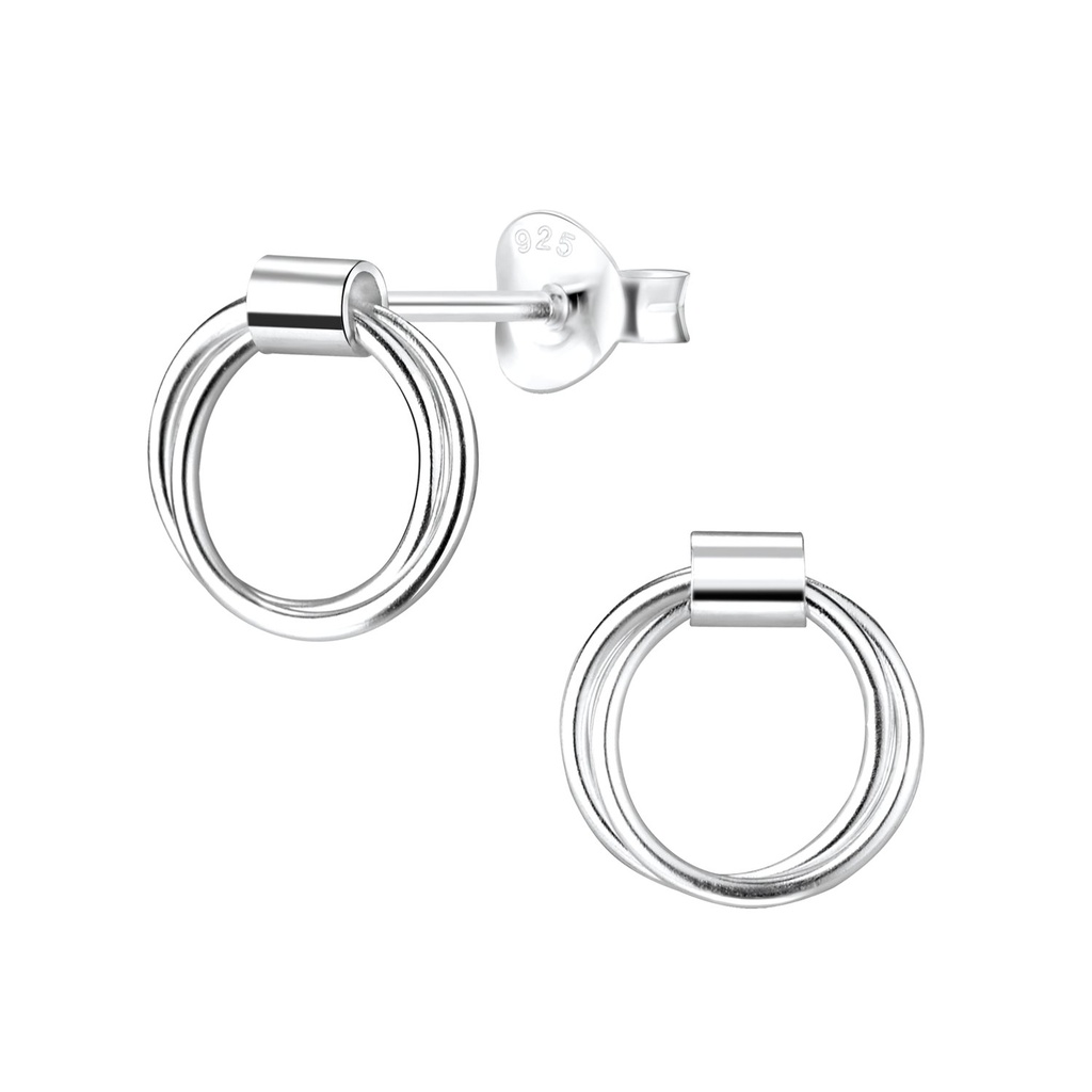 Puces d'oreilles cercle torsadées en argent