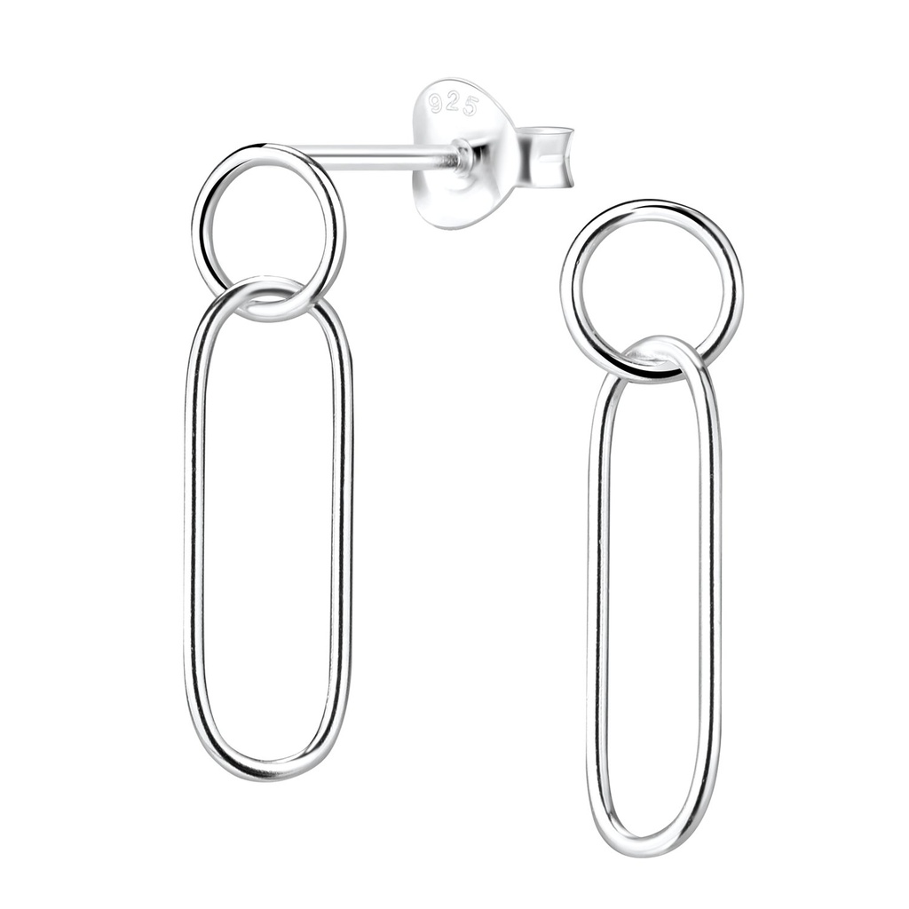 Puces d'oreilles cercle et ellipse en argent