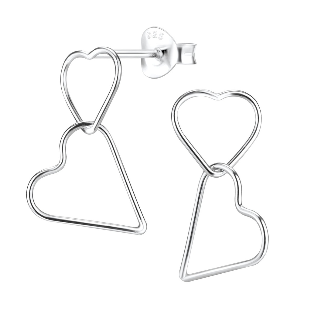 [10011197] Puces d'oreilles cœur torsadées en argent