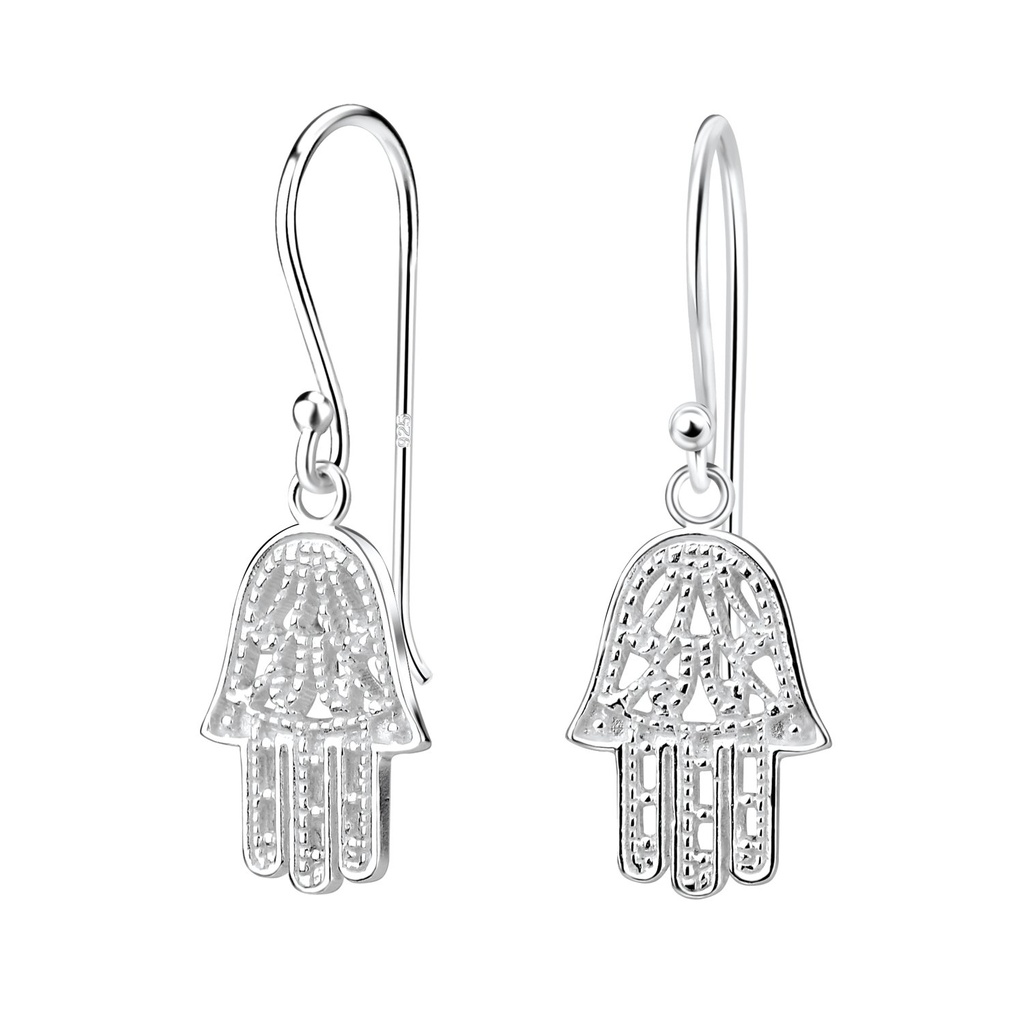 [10010644] Boucles d'oreilles main de Fatma en argent