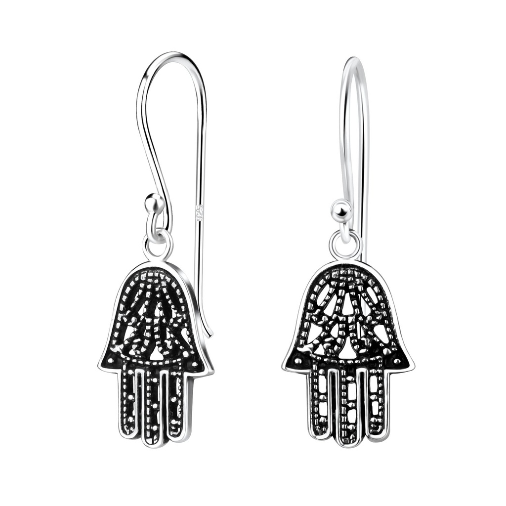 [10010651] Boucles d'oreilles main de Fatma en argent