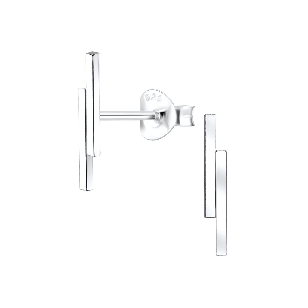 Puces d'oreilles barre double en argent