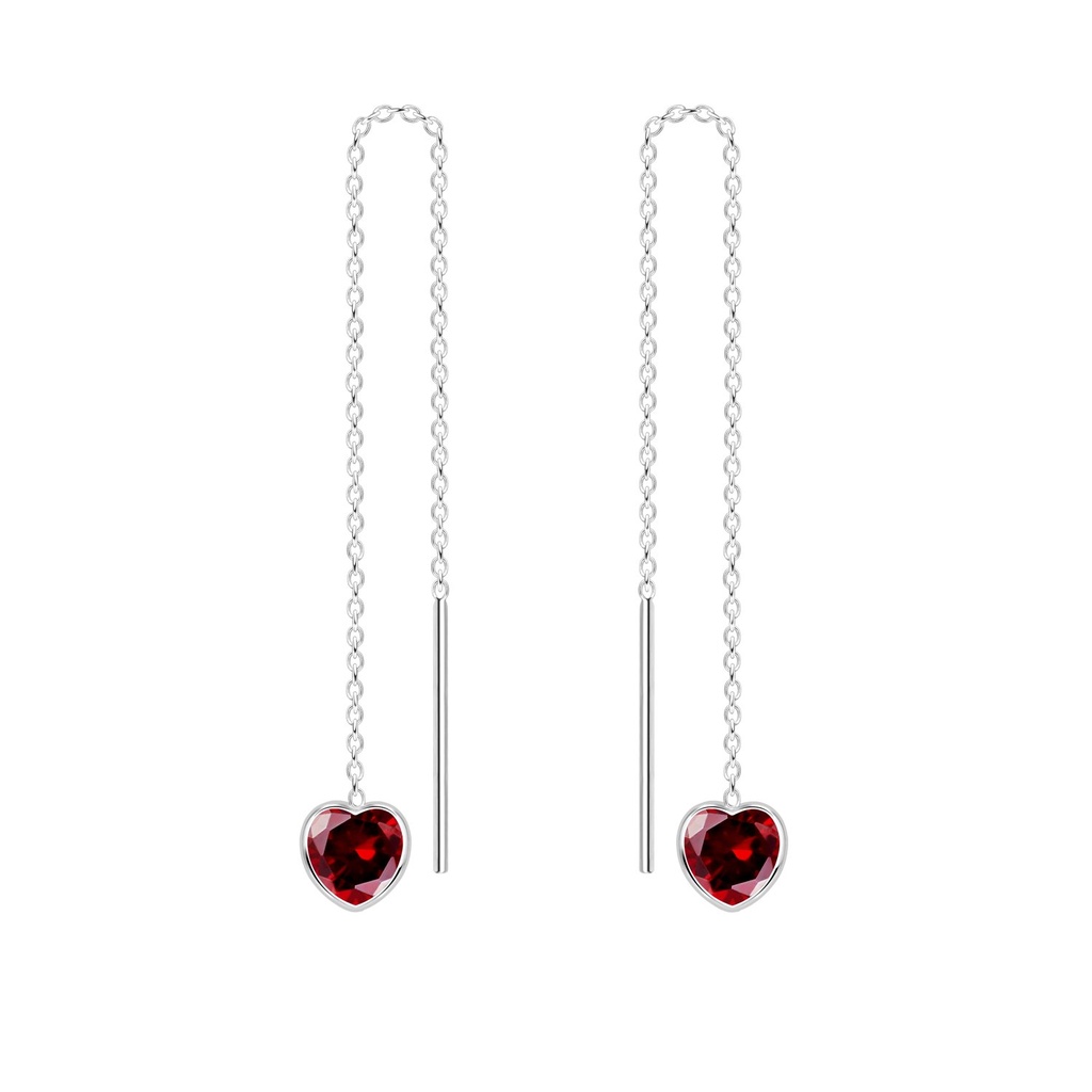 [10011691] Boucles d'oreilles à enfiler en argent zircon cœur 5 mm (Garnet)