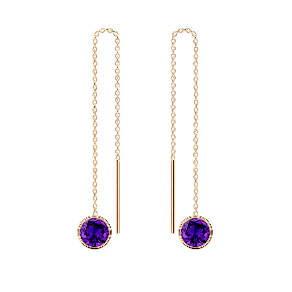 [10011794] Boucles d'oreilles à enfiler en argent zircon rond 6 mm (Amethyst)